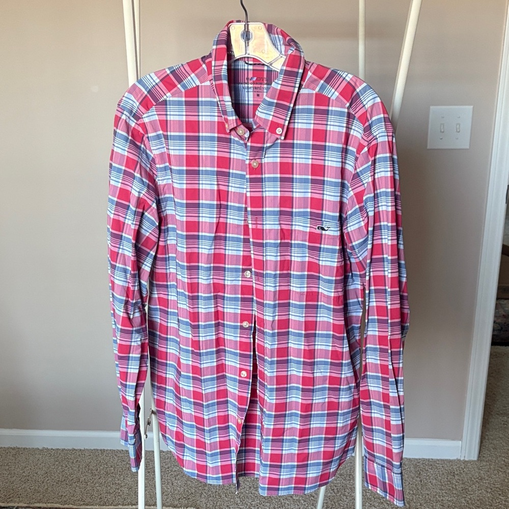 Vineyard Vines Red and Blue Plaid Shirt